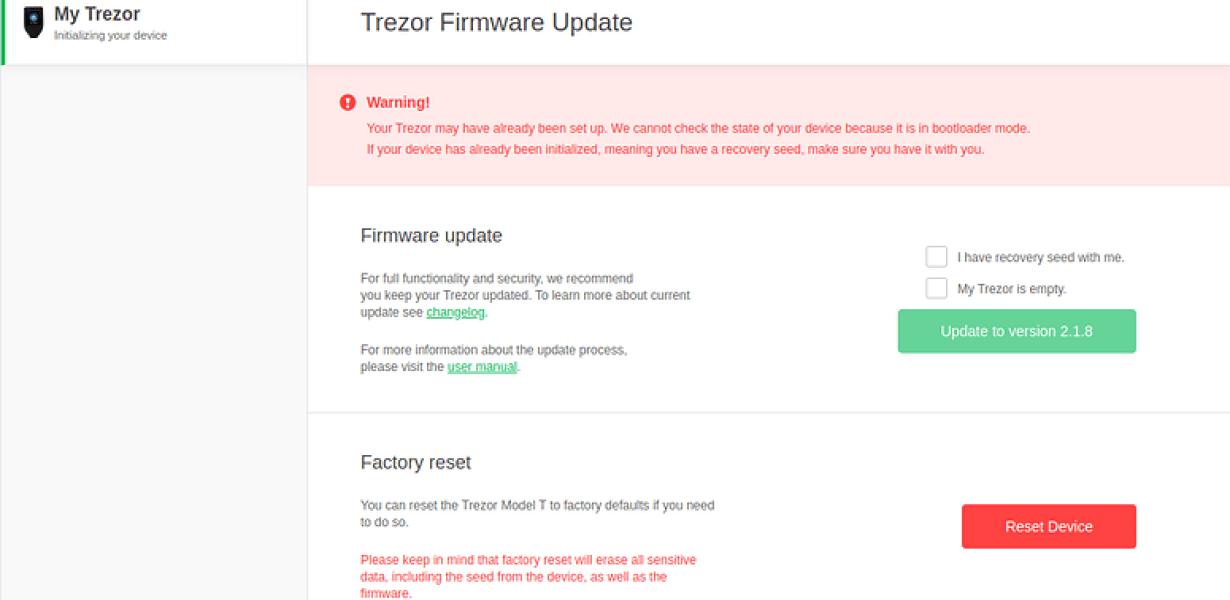 Troubleshooting a Trezor Devic